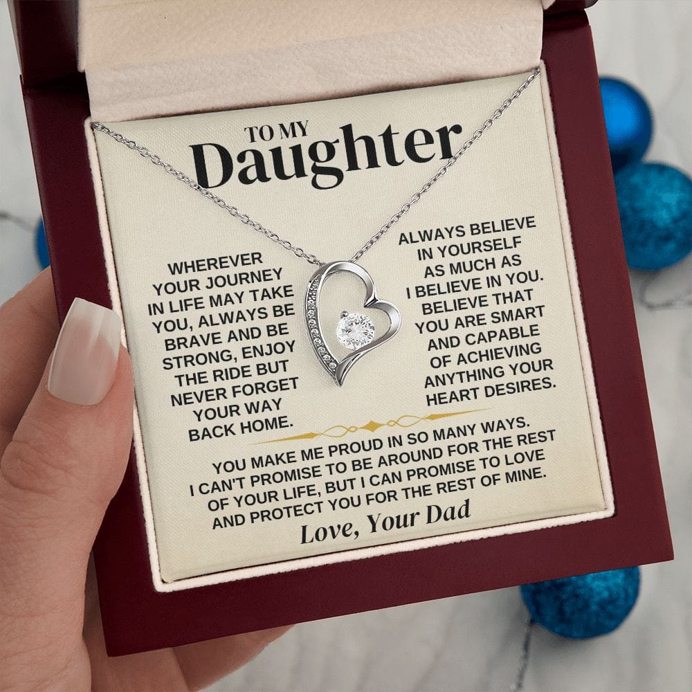 Daughter Necklace Gift Set From Dad With Message Card