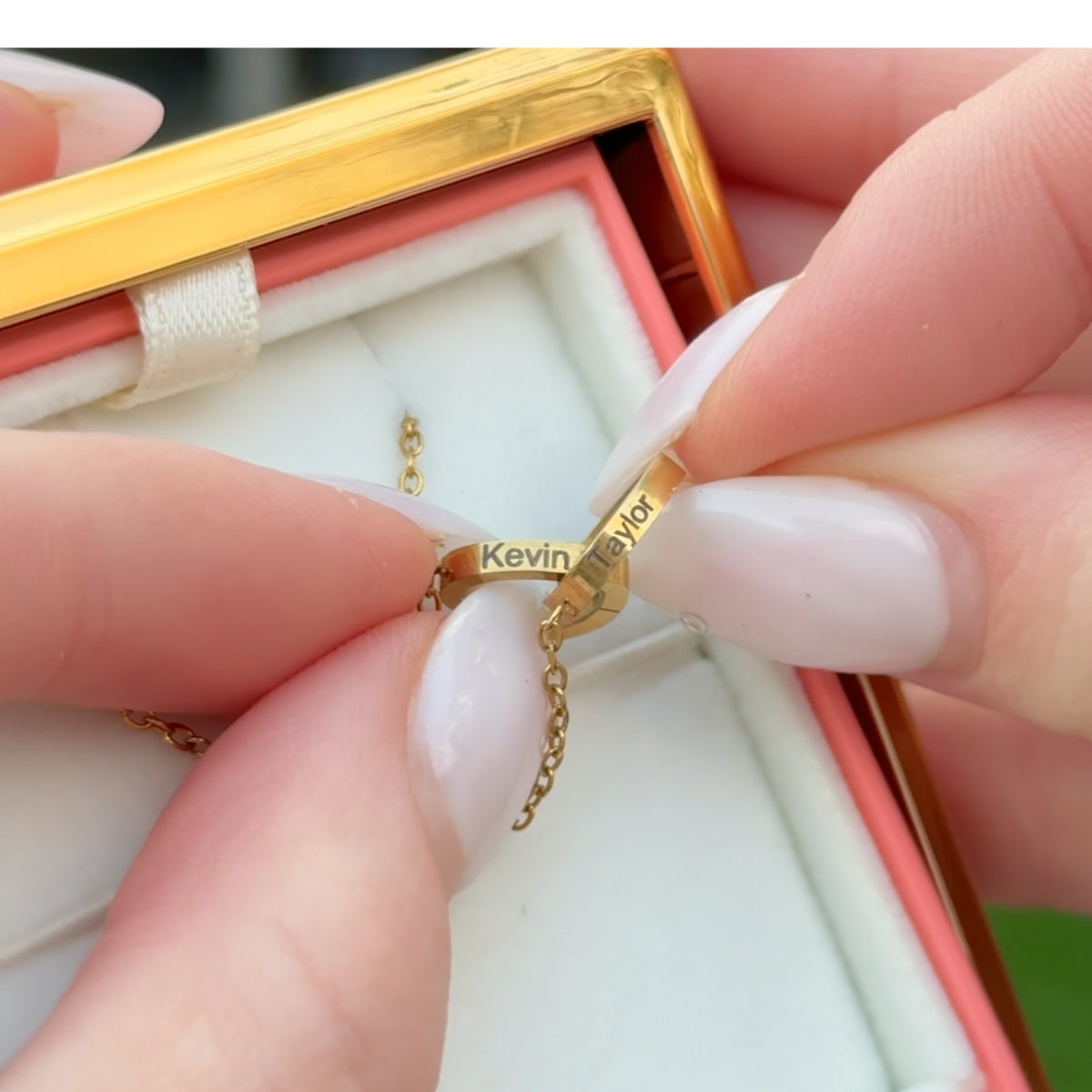 Forever Rose Box with Engraved Heart Necklace
