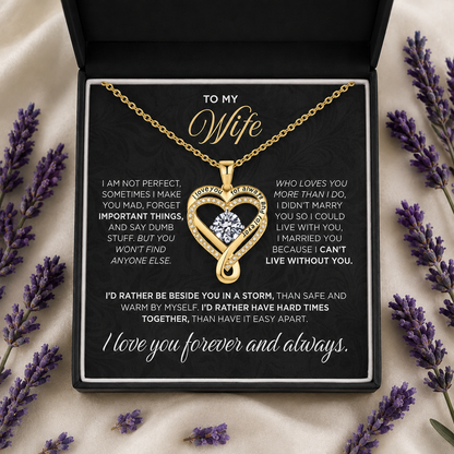 "To My Wife" Two hearts, looped in infinity Necklace