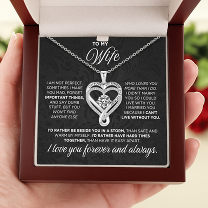 "To My Wife" Two hearts, looped in infinity Necklace
