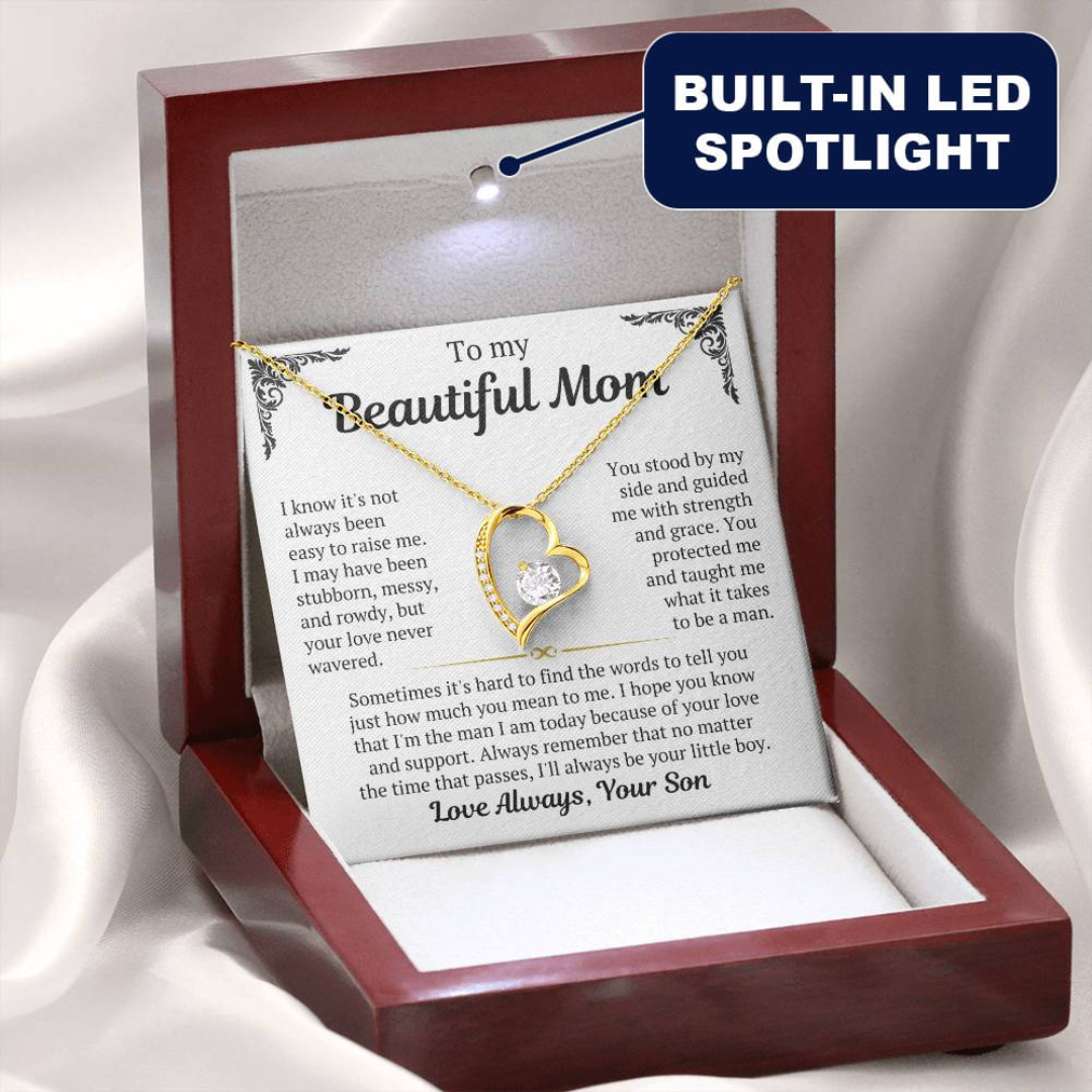 To My Mom - I Love You Heart Necklace