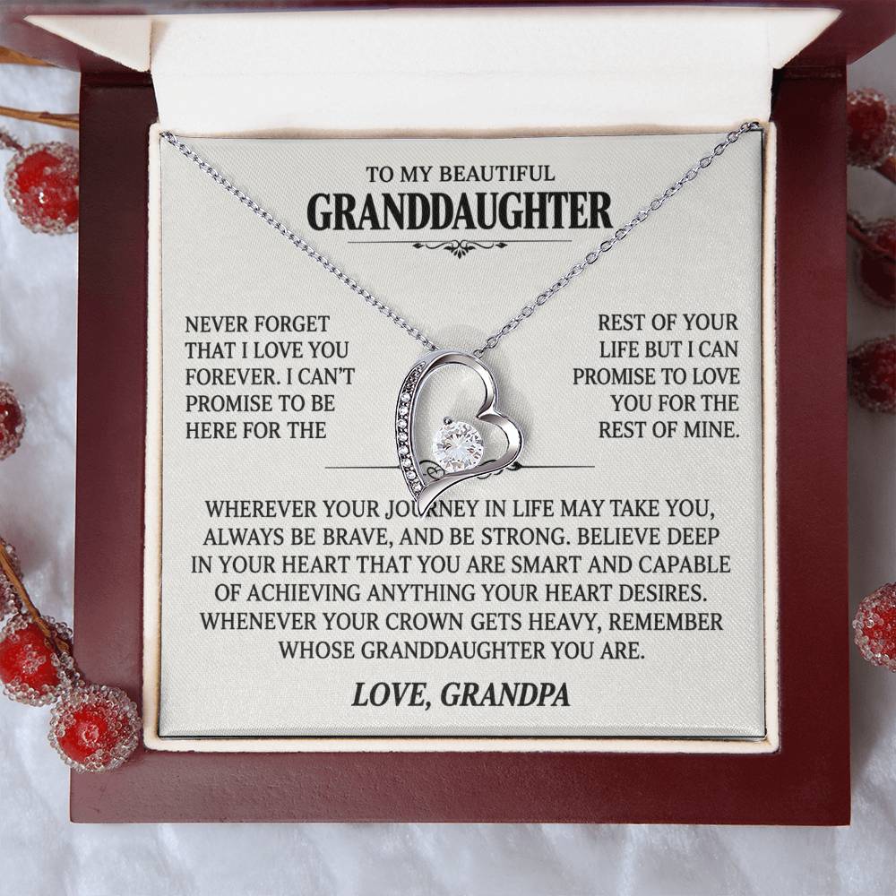 To My Granddaughter, Love Grandpa — “Never Forget That I Love You” Love Necklace