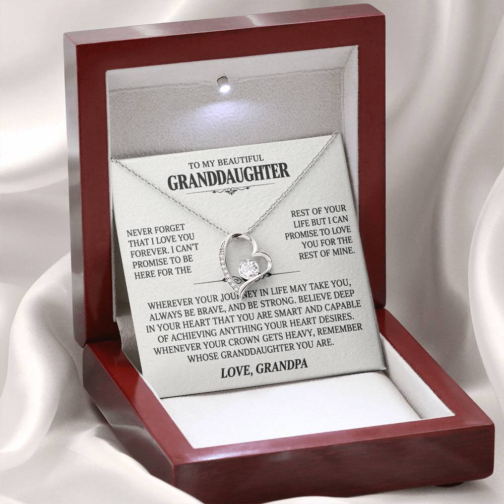 To My Granddaughter, Love Grandpa — “Never Forget That I Love You” Love Necklace