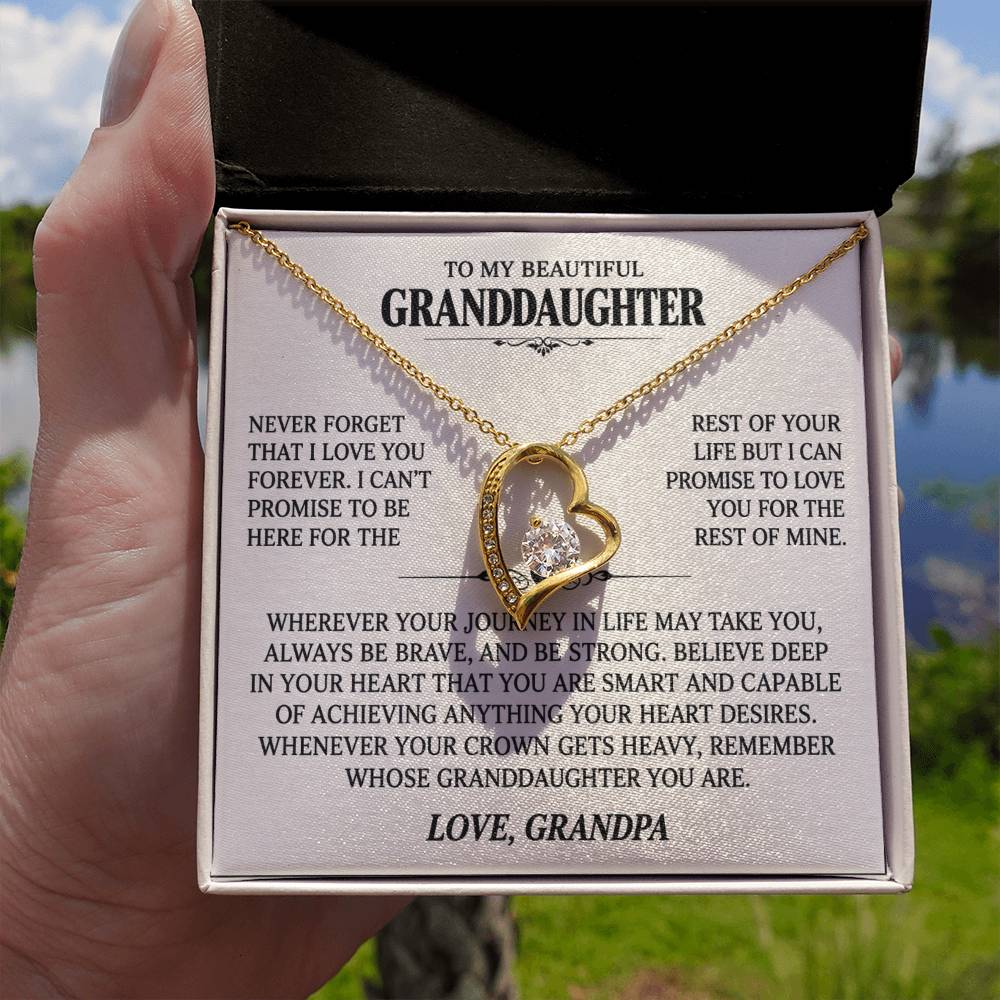 To My Granddaughter, Love Grandpa — “Never Forget That I Love You” Love Necklace