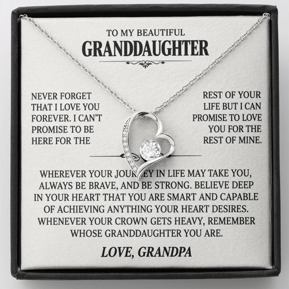 To My Granddaughter, Love Grandpa — “Never Forget That I Love You” Love Necklace