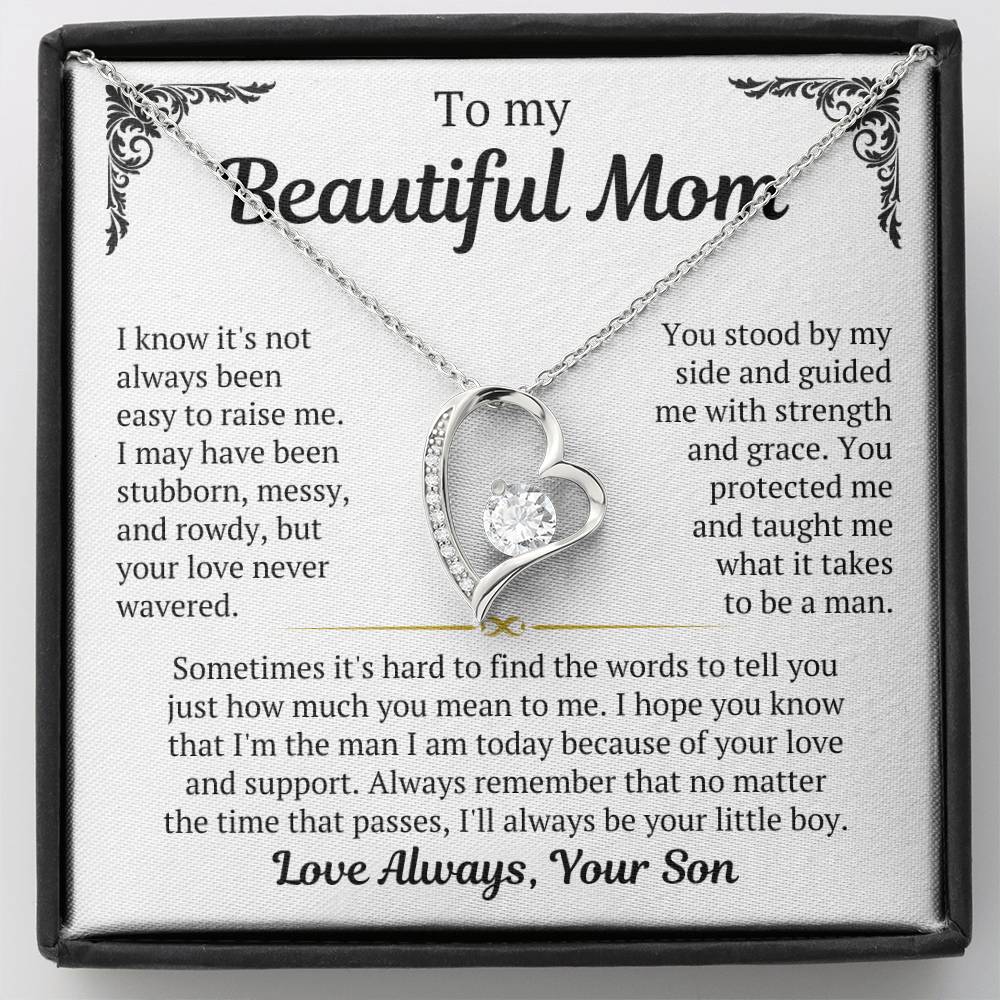 To My Mom - I Love You Heart Necklace