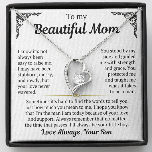 To My Mom - I Love You Heart Necklace