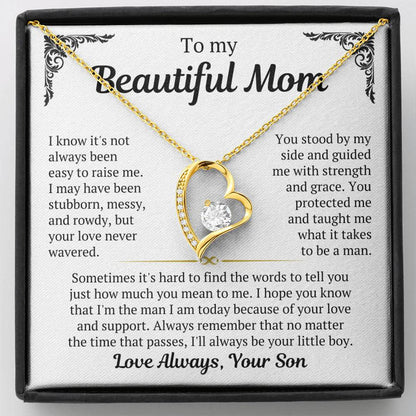 To My Mom - I Love You Heart Necklace.