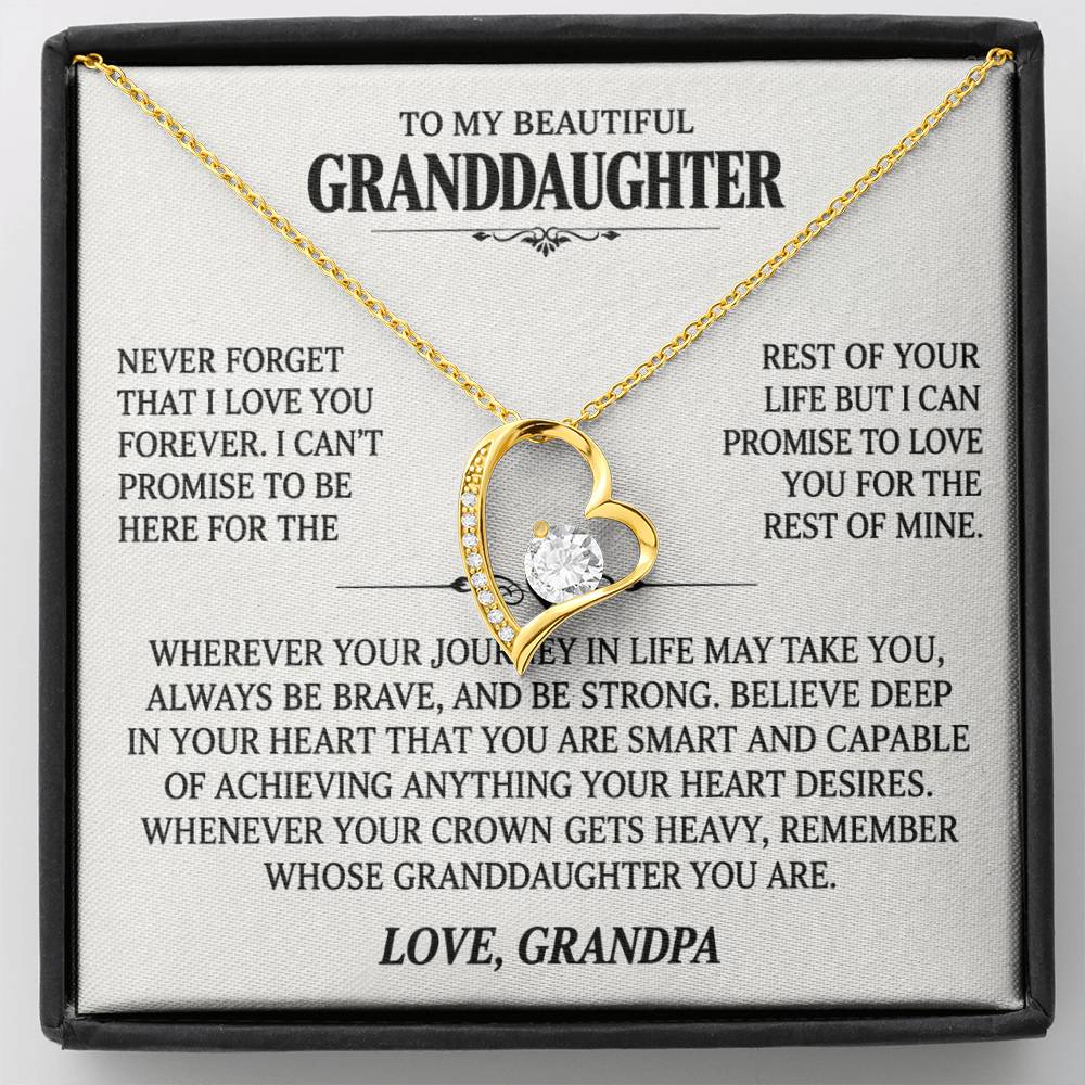 To My Granddaughter, Love Grandpa — “Never Forget That I Love You” Love Necklace