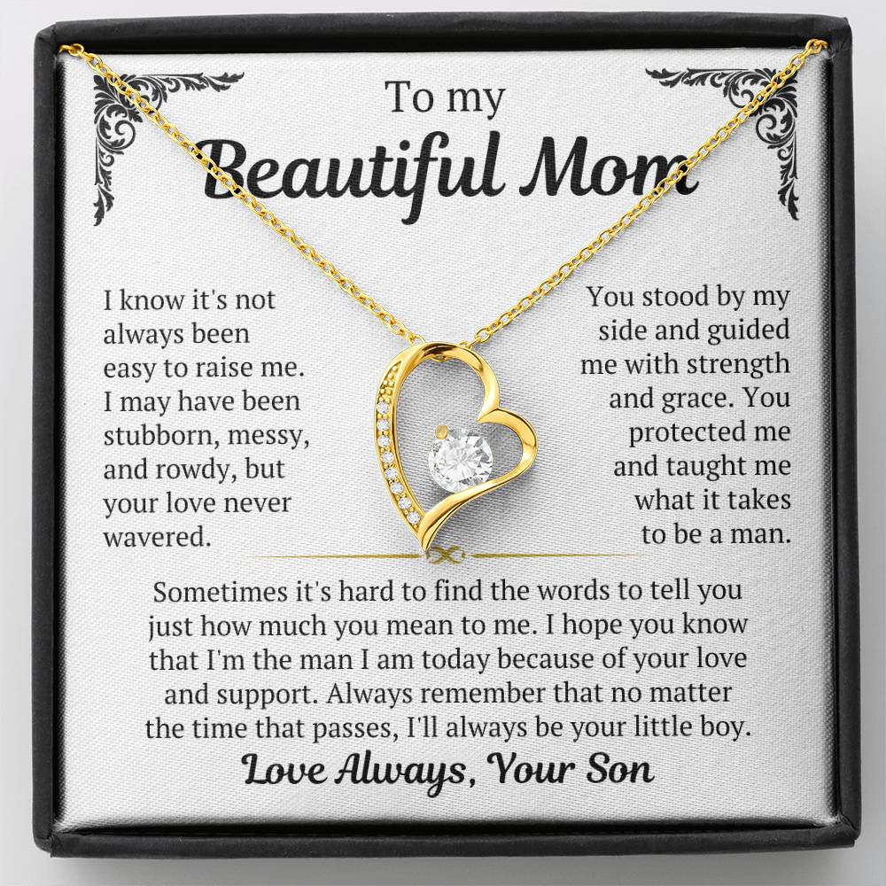 To My Mom - I Love You Heart Necklace