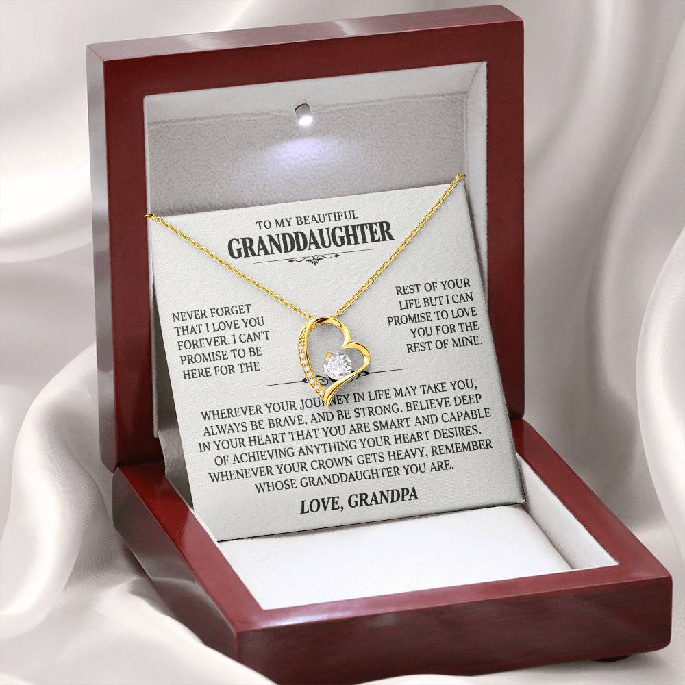 To My Granddaughter, Love Grandpa — “Never Forget That I Love You” Love Necklace