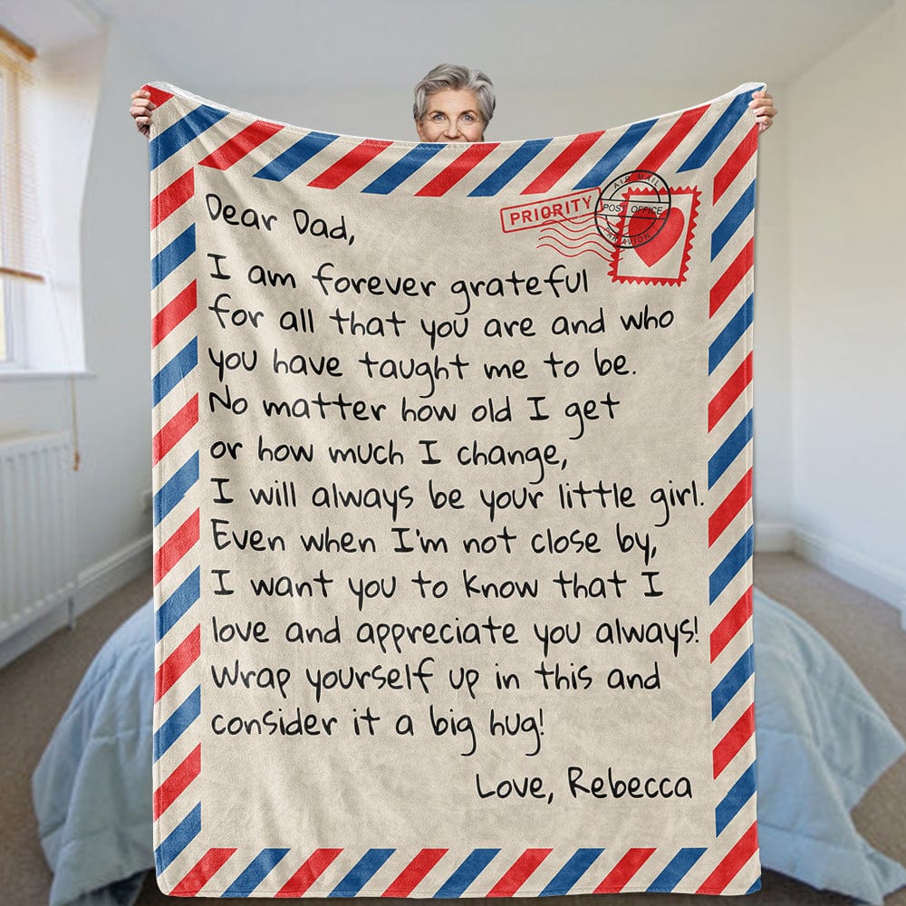 Dear Dad - From Daughter - Personalized Giant Post Card Blanket - SS361DD