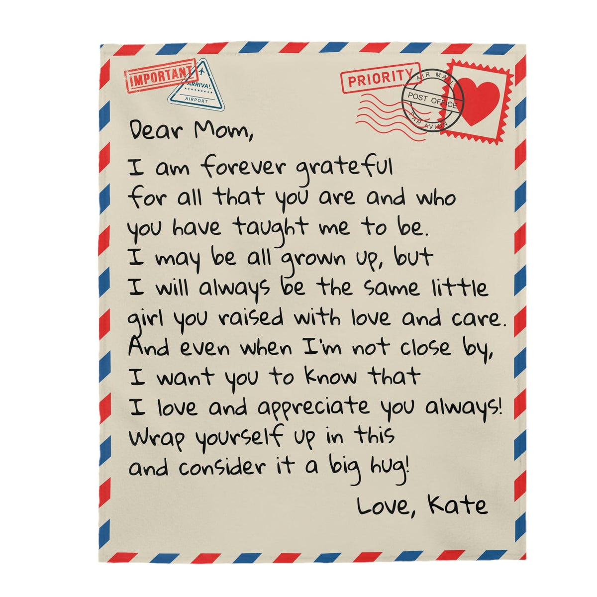 Dear Mom - From Daughter - Personalized Giant Love Letter Blanket - SS367