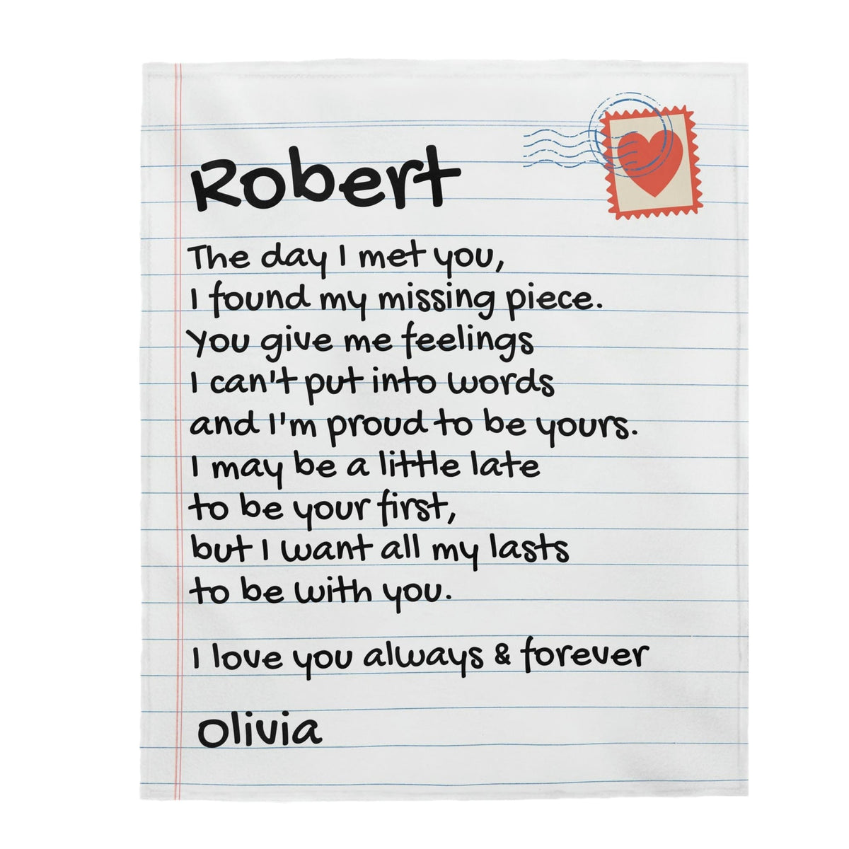 Personalized Giant Love Letter for Him - Comfy Blanket - SS344