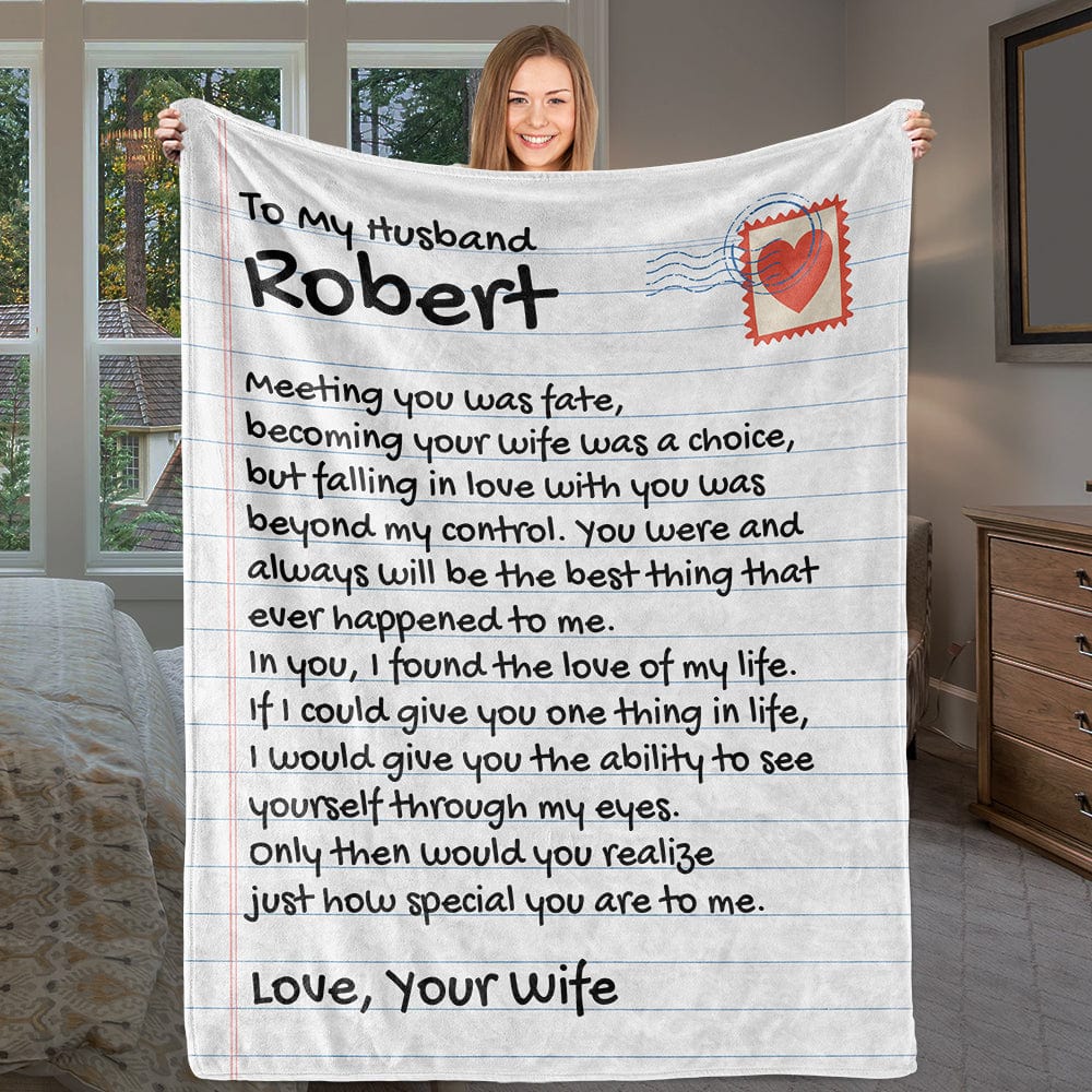 Personalized Giant Love Letter for Husband - Comfy Blanket - SS323