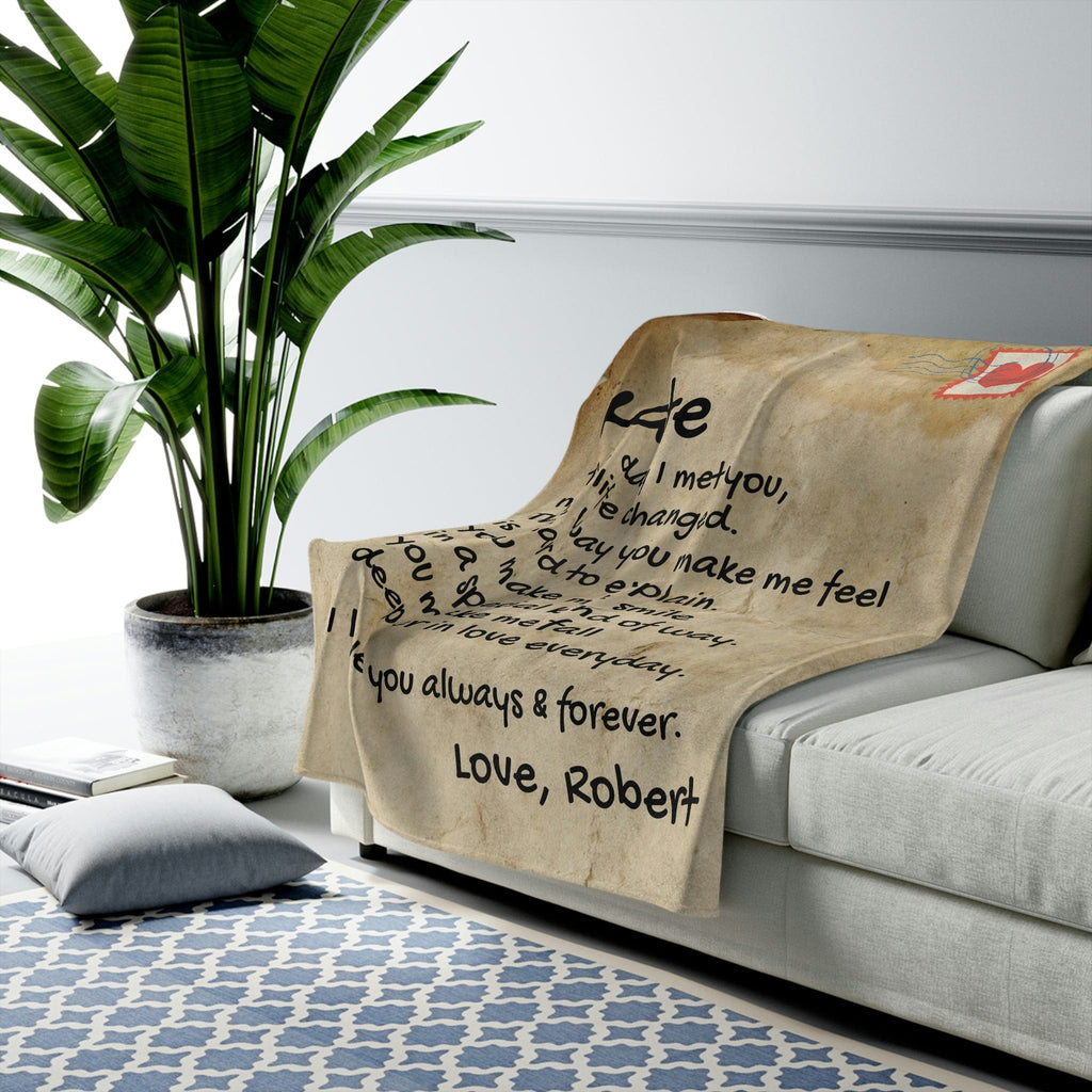 Vintage Style Giant Love Letter - Personalized Blanket - SS345