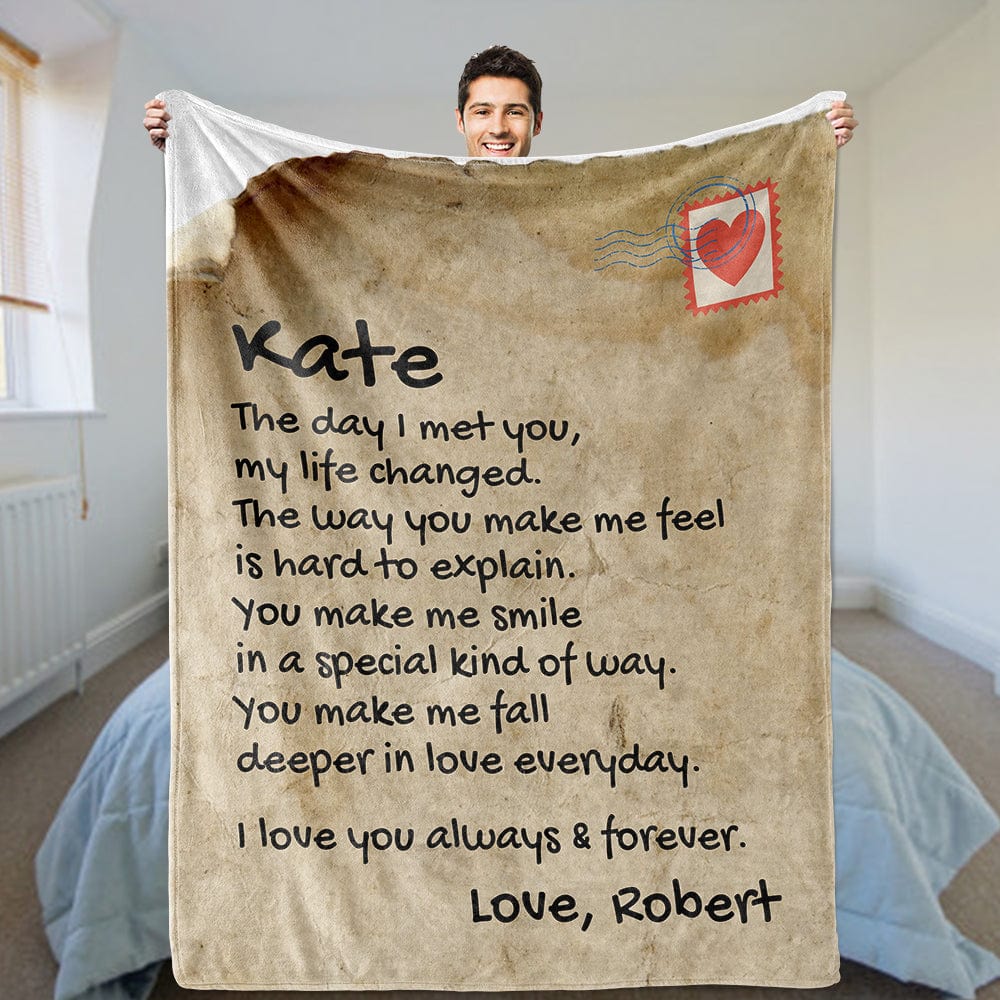 Vintage Style Giant Love Letter - Personalized Blanket - SS345