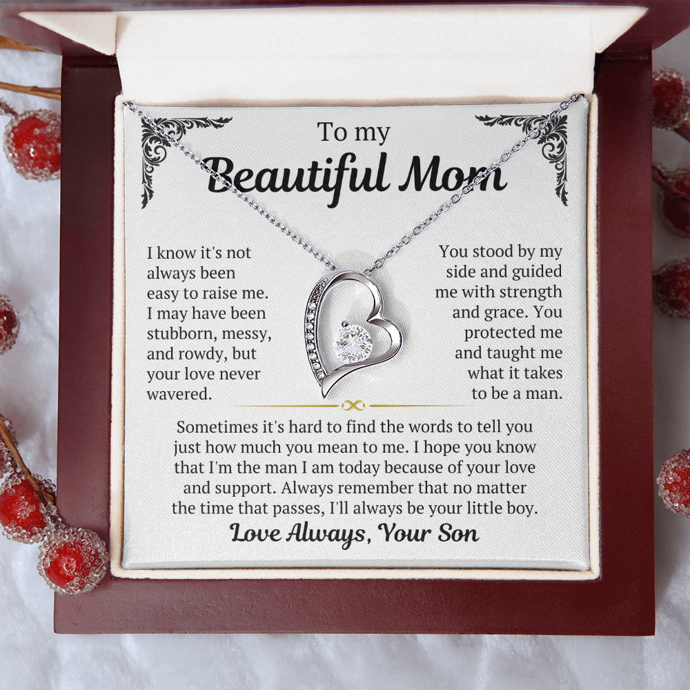 To My Mom - I Love You Heart Necklace