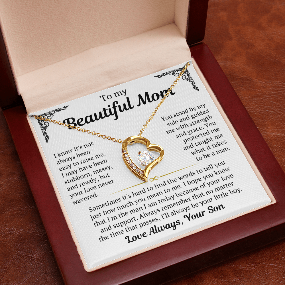 To My Mom - I Love You Heart Necklace
