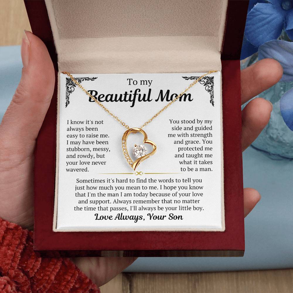 To My Mom - I Love You Heart Necklace.