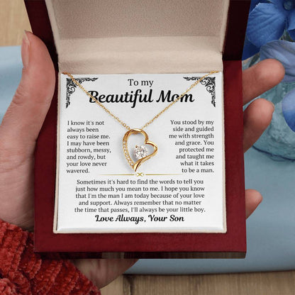 To My Mom - I Love You Heart Necklace.