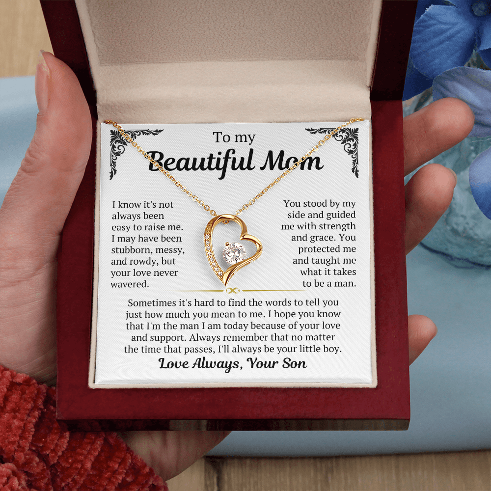 To My Mom - I Love You Heart Necklace