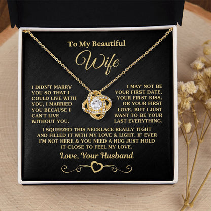 Wife Love Knot Necklace Gift From Husband With Message Card
