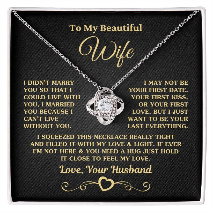 Wife Love Knot Necklace Gift From Husband With Message Card