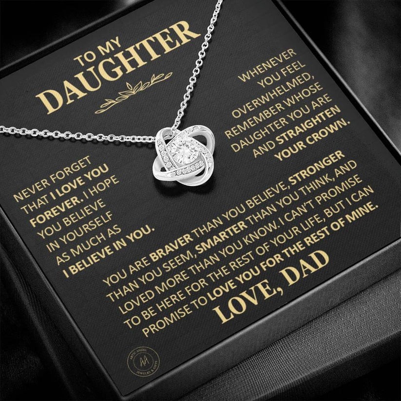 To My Daughter Necklace Gift From Dad – “Never Forget That I Love You” Message Card