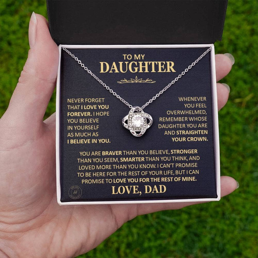 To My Daughter Necklace Gift From Dad – “Never Forget That I Love You” Message Card