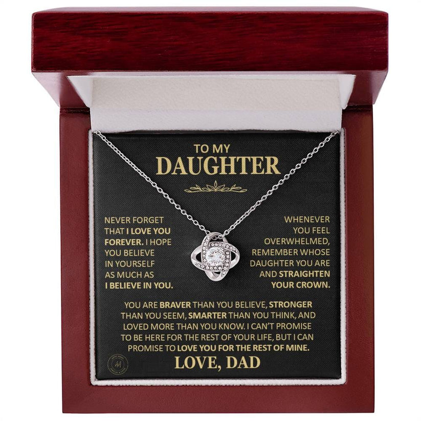 To My Daughter Necklace Gift From Dad – “Never Forget That I Love You” Message Card