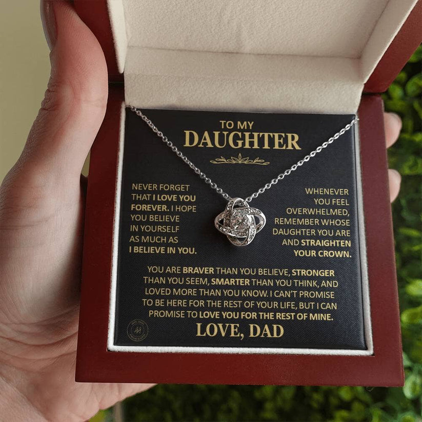 To My Daughter Necklace Gift From Dad – “Never Forget That I Love You” Message Card