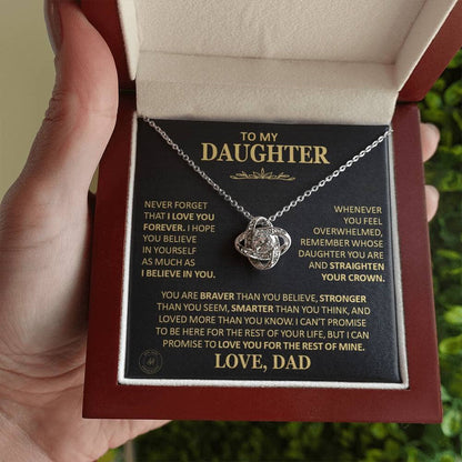 To My Daughter Necklace Gift From Dad – “Never Forget That I Love You” Message Card