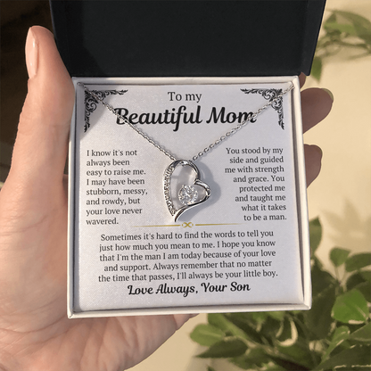 To My Mom - I Love You Heart Necklace.