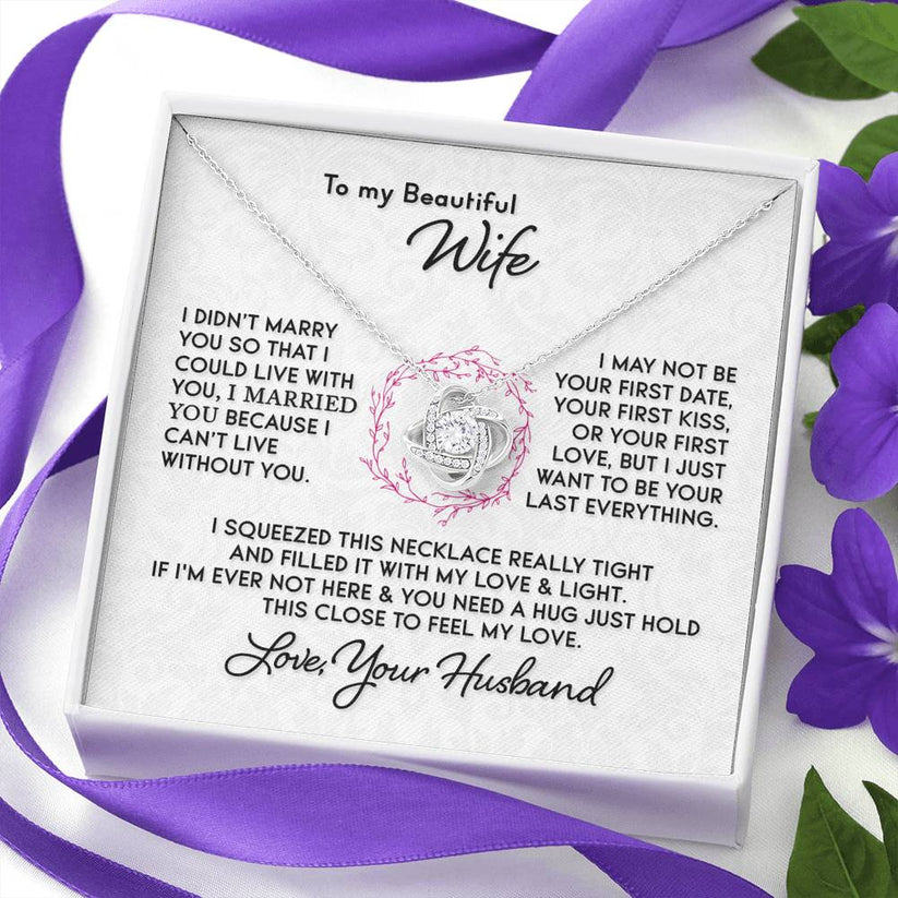 To My Wife Knot Necklace Gift From Husband – Message Card Included