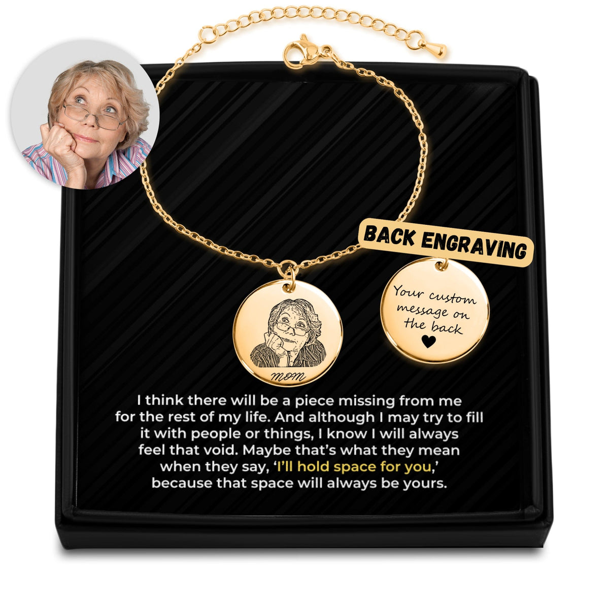 Custom Engraved Portrait - Memorial Bracelet - OPR01