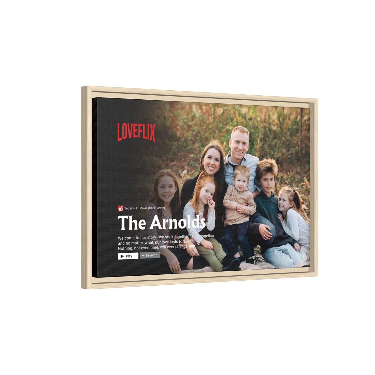 Personalized Family Movie-Cover Matte Canvas — Pinewood Frame