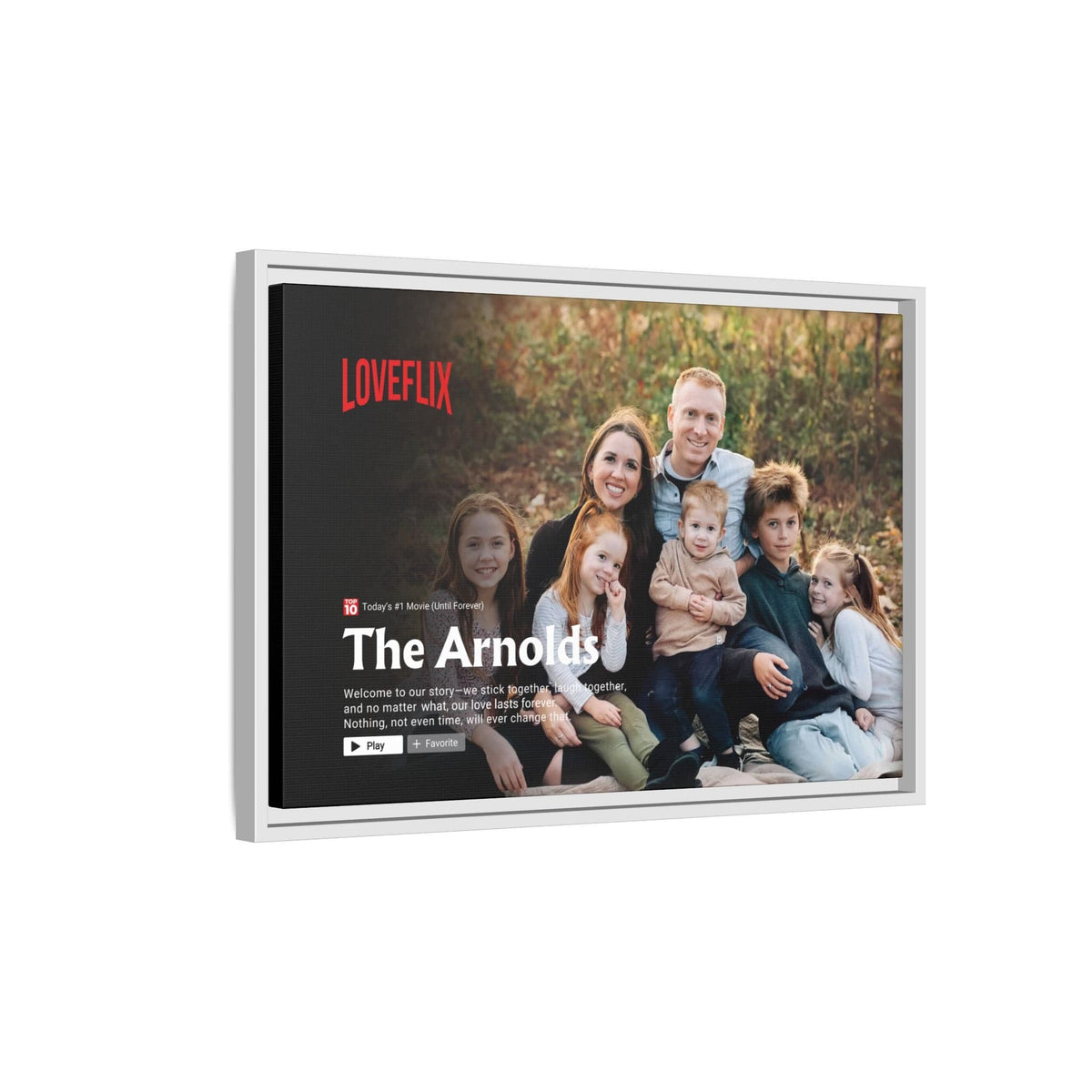 Personalized Family Movie-Cover Matte Canvas — Pinewood Frame