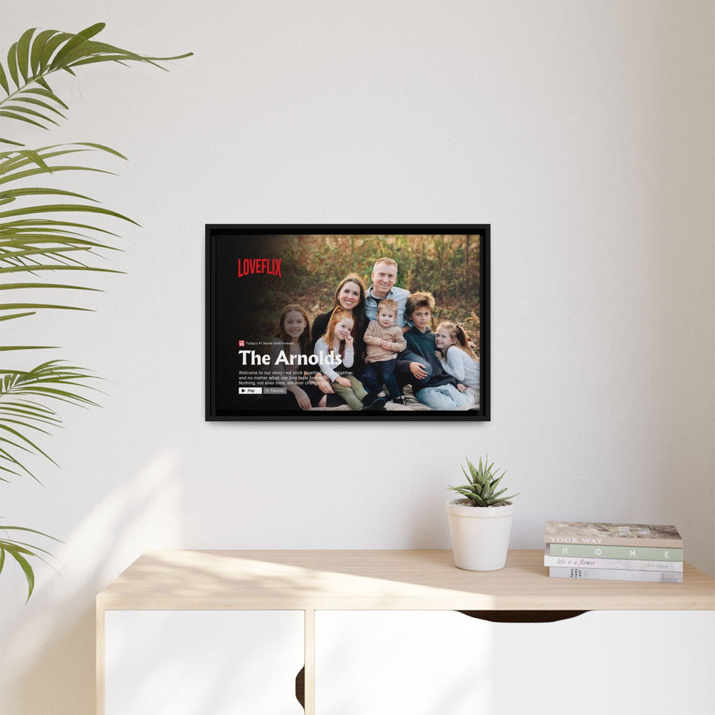 Personalized Family Movie-Cover Matte Canvas — Pinewood Frame