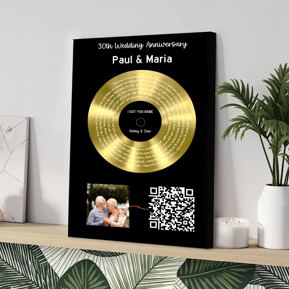 Our Soundtrack - Gold-Finish Frame Custom Vinyl Record Canvas - PF