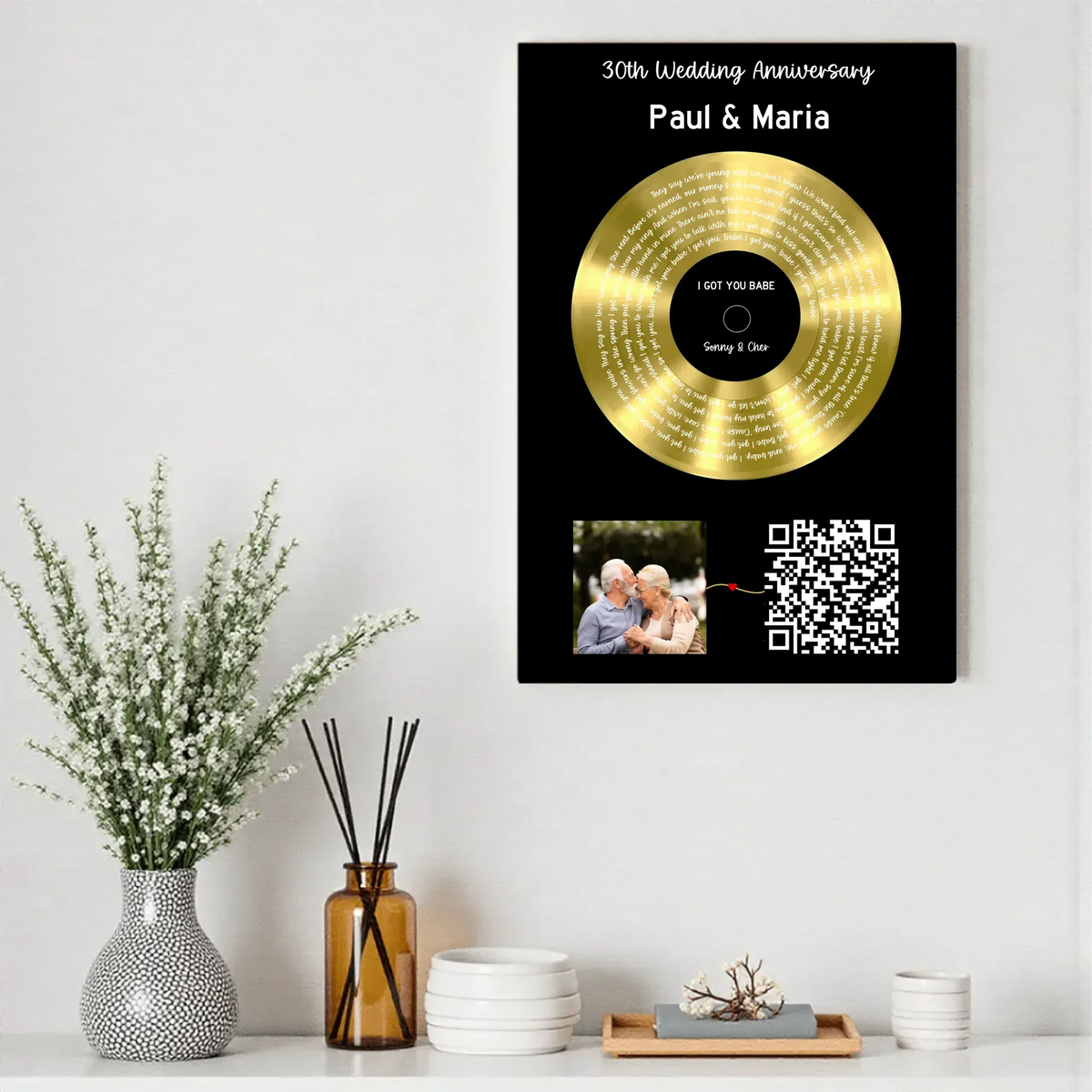 Our Soundtrack - Gold-Finish Frame Custom Vinyl Record Canvas - PF