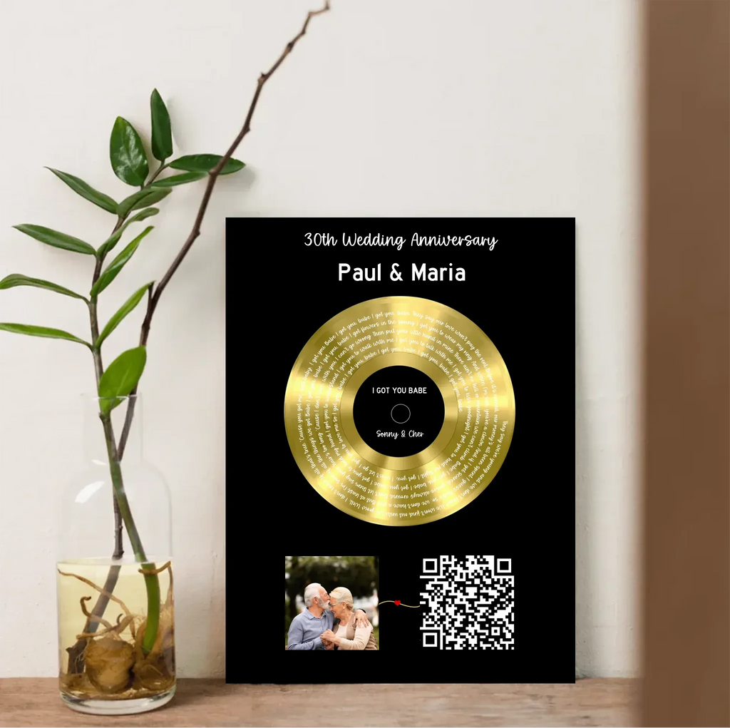 Our Soundtrack - Gold-Finish Frame Custom Vinyl Record Canvas - PF