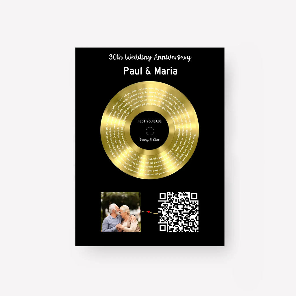 Our Soundtrack - Gold-Finish Frame Custom Vinyl Record Canvas - PF