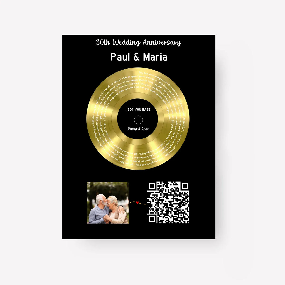 Our Soundtrack - Gold-Finish Frame Custom Vinyl Record Canvas - PF