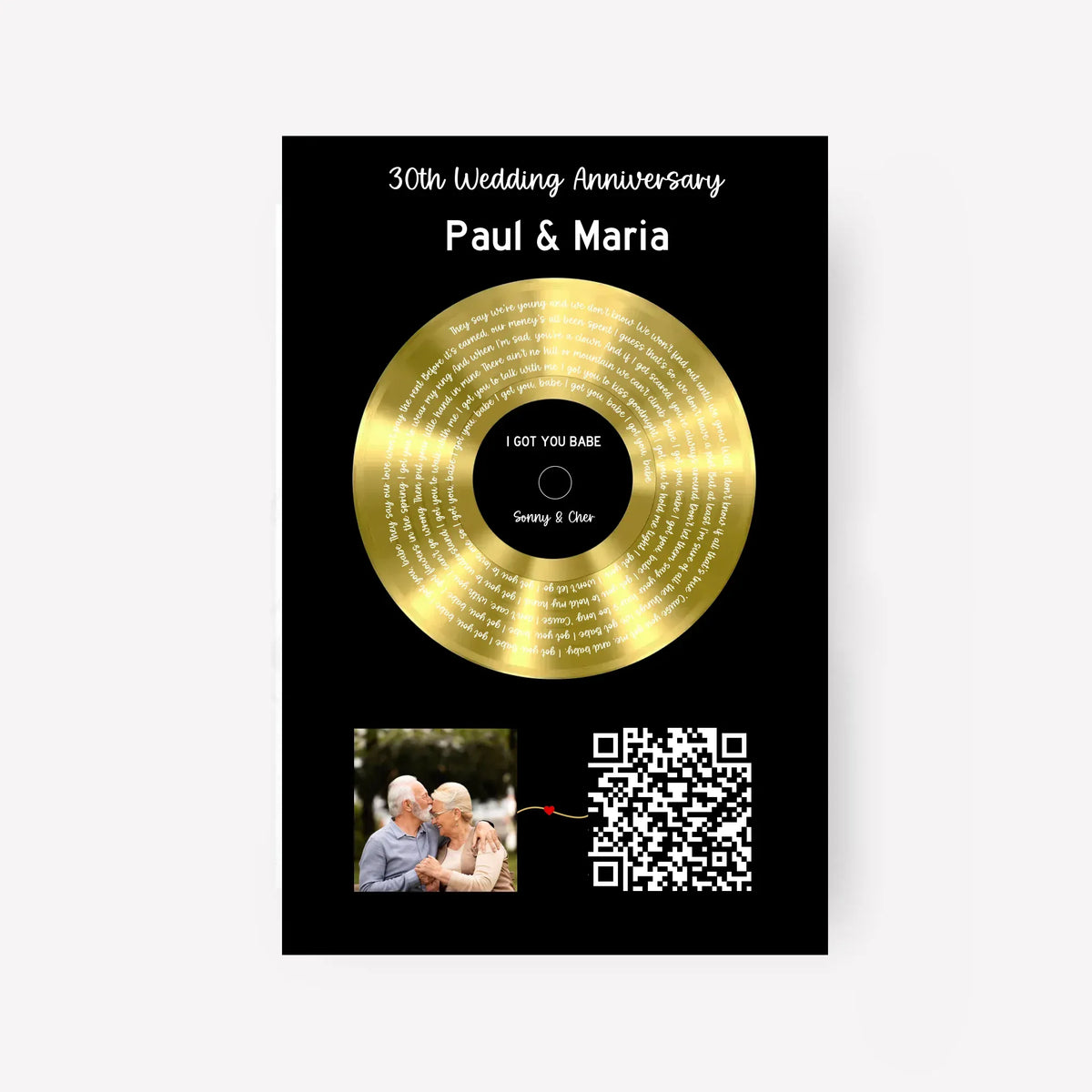 Our Soundtrack - Gold-Finish Frame Custom Vinyl Record Canvas - PF