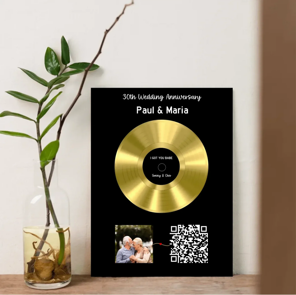 Our Soundtrack - Gold-Finish Frame Custom Vinyl Record Canvas - SO