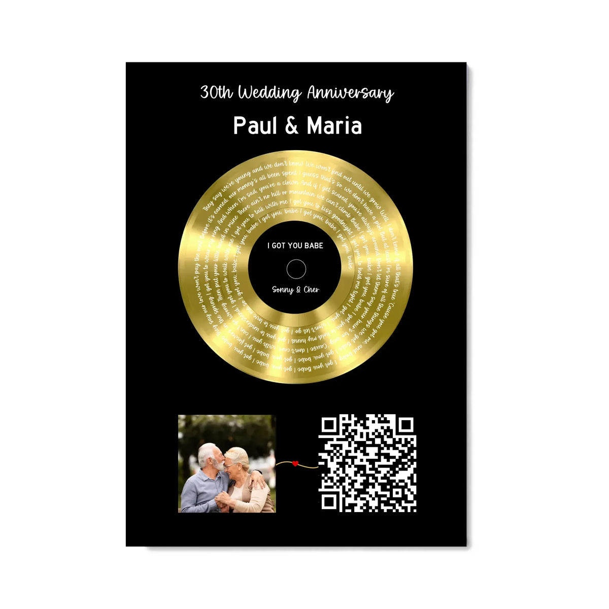 Our Soundtrack - Gold-Finish Frame Custom Vinyl Record Canvas - SO