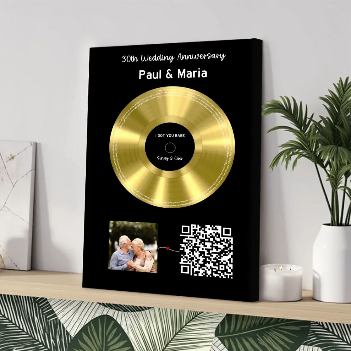 Our Soundtrack - Gold-Finish Frame Custom Vinyl Record Canvas - SO