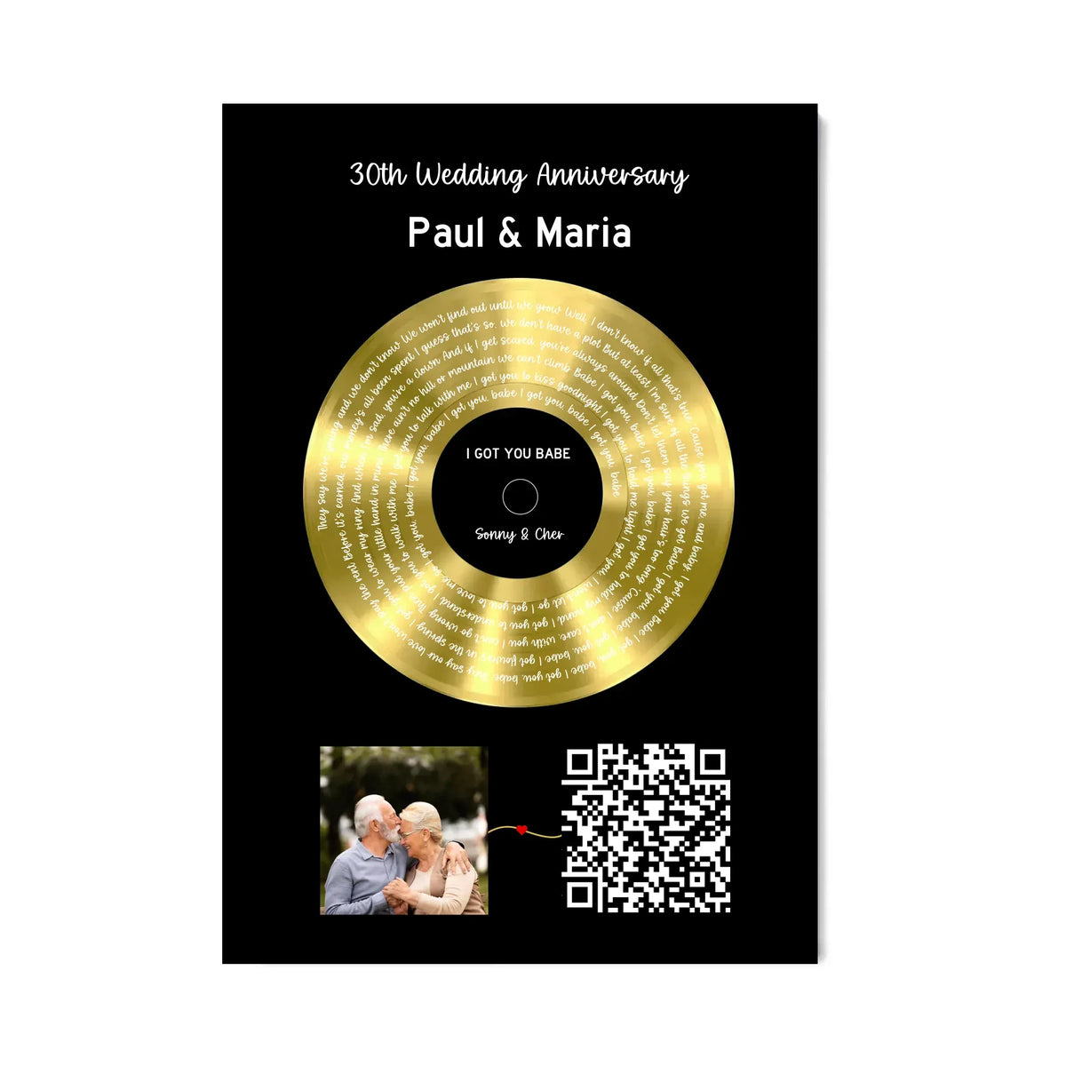 Our Soundtrack - Gold-Finish Frame Custom Vinyl Record Canvas - SO