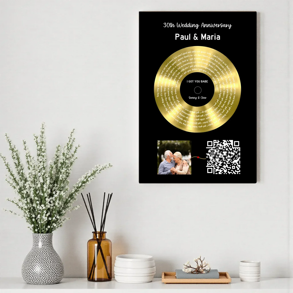 Our Soundtrack - Gold-Finish Frame Custom Vinyl Record Canvas - SO
